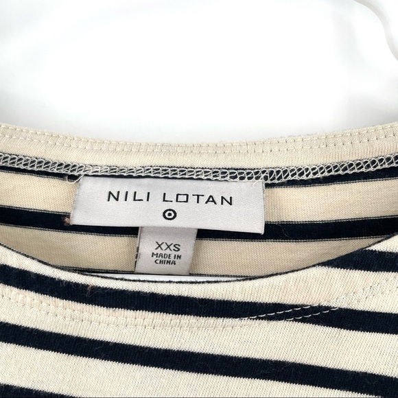 Nili Lotan Striped Long Sleeve Boat Neck Top Embroidered Monogram - Picture 7 of 7